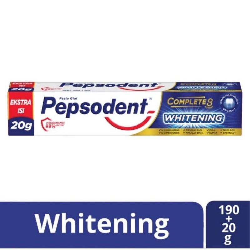 PEPSODENT Whitening 190gr + Extra 20gr Jumbo TERMURAH