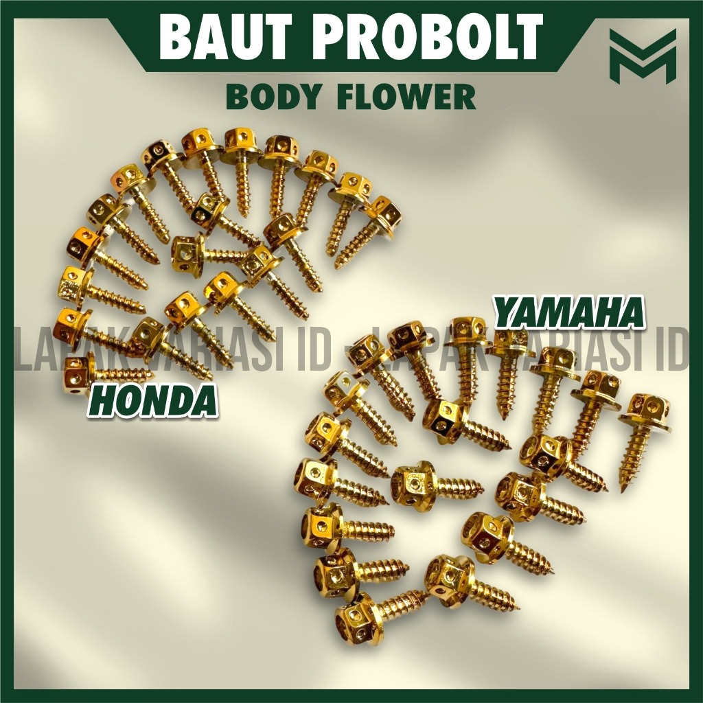 BAUT PROBOLT BODY KEPALA FLOWER YAMAHA HENG GOLD STAINLESS STEINLIS STENLIS FULL BODY Lexi Aerox Fin