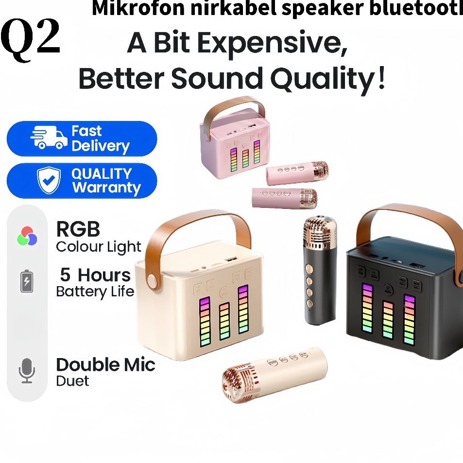 Kirim Langsung RGL Colorful atmosphere lights Speaker bluetooth LED 2Mic 1 set karaoke speaker ktv C
