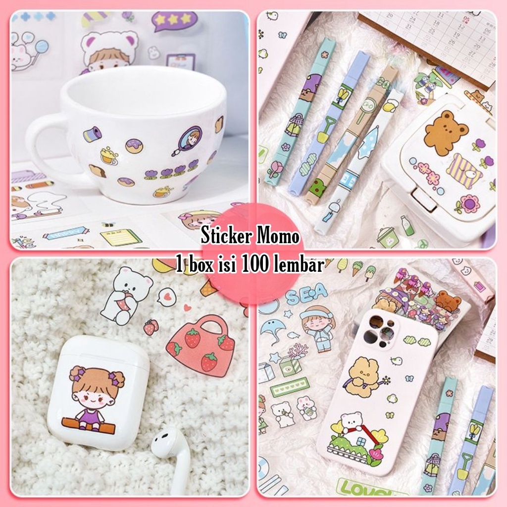 

ABS - 1 Box Isi 100 Pcs Sticker Kartun Anti Air Stiker Karakter Lucu Dekorasi Stiker Buku Lucu Handbook