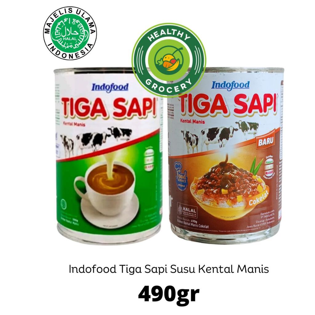 

Indofood Tiga Sapi Susu Kental Manis Putih / Cokelat 490gr / Indofood