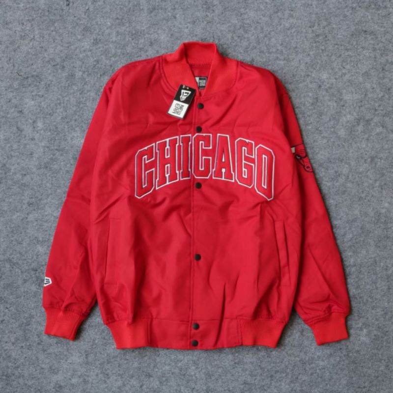 VARSITY JACKET PRIA MOTIF CHICAGO BULLS MERAH FULL BORDIR MIRROR