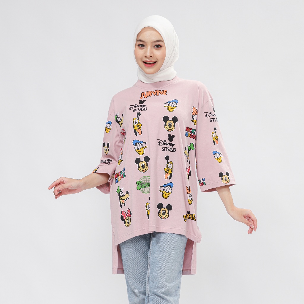 SURVIVE | Tunik Kaos Oversize Wanita Mickey Mouse