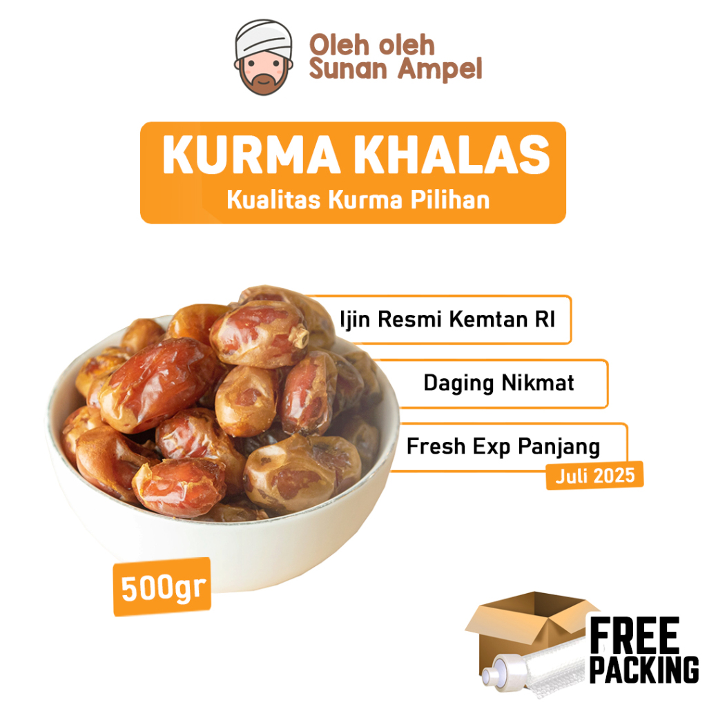 

Kurma KHALAS BPOM 500Gram Premium Asli Arab Saudi Enak Legit Untuk Nabeez Madu Basah Mesir MPASI