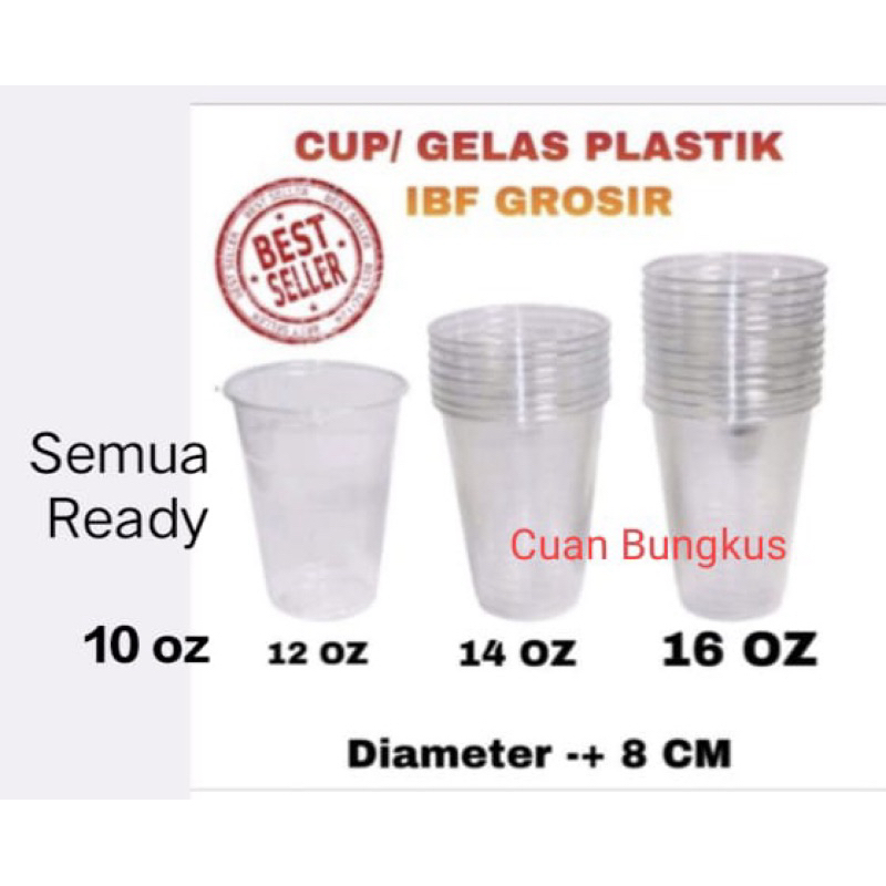 50PCS GELAS PLASTIK 12OZ ,14OZ ,16OZ / GELAS POP ICE/GELAS PLASTIK - BENING