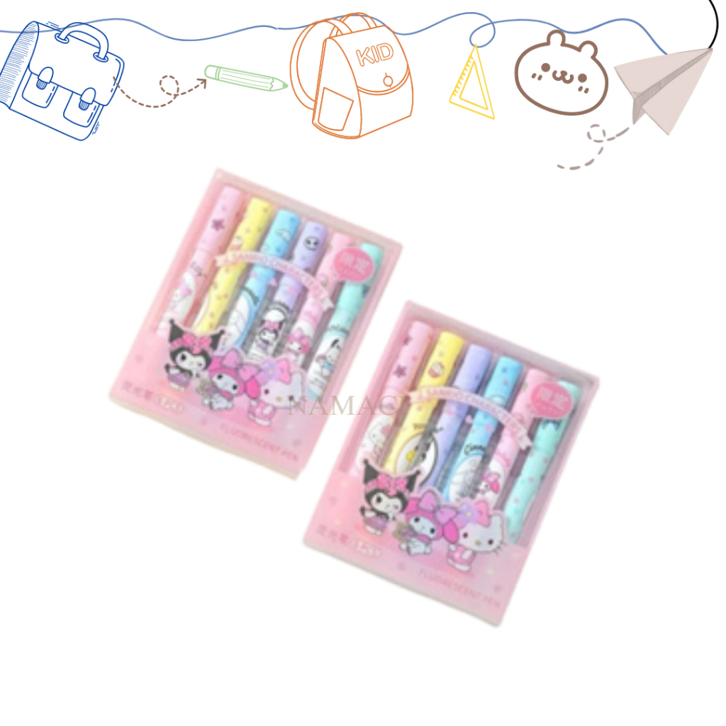 

stabilo sanrio isi 6 pcspastel color cute penanda warna highlighter NAMACI