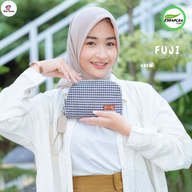 ART O88O POUCH FUJI SQUARE BY BIRU TSABITA  DOMPET WANITA TAS TANGAN CLUTCH CHOCOLY
