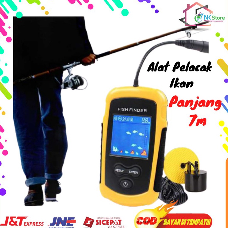 KODE M67S Fish Finder Alat Pelacak Pendeteksi Ikan Laut Portable Sonar Range 1M Panjang Kabel 7 Mete