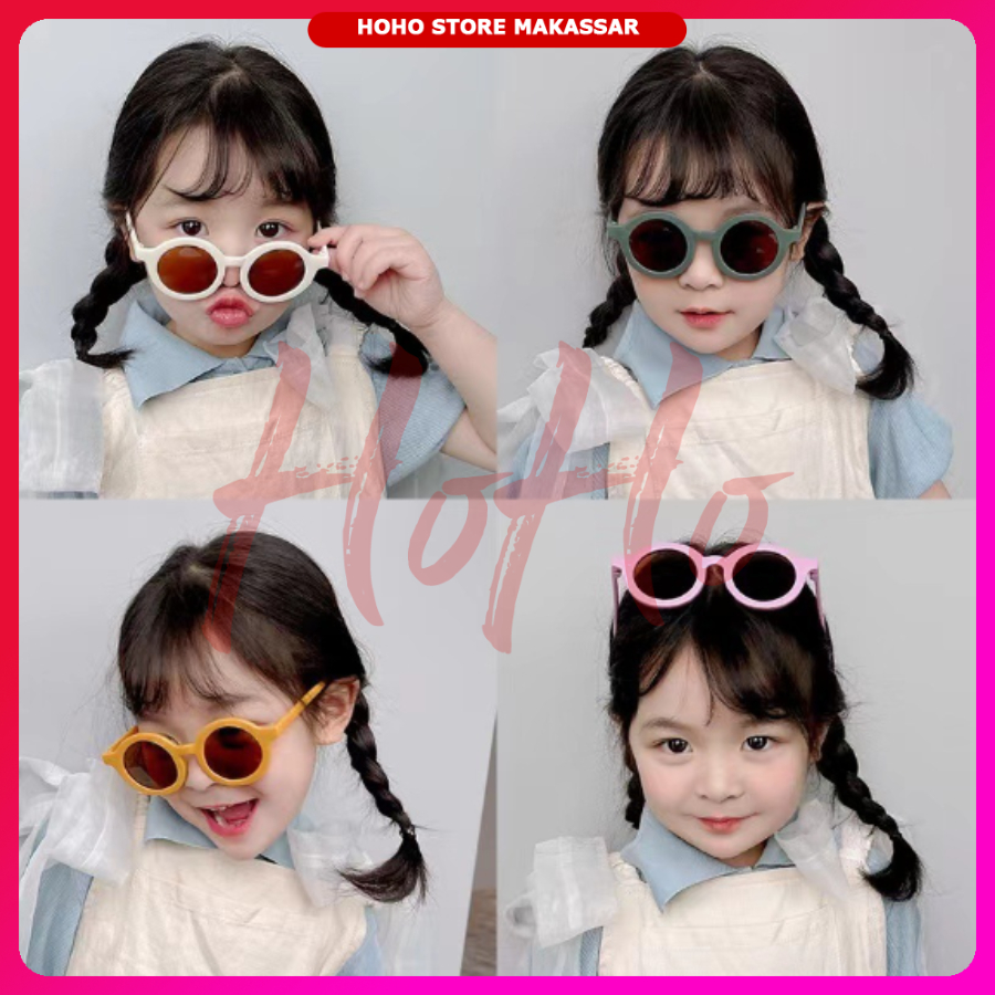 Kacamata Anak Bingkai Bulat Warna Pastel Sunglasses Kaca Mata Hitam Kecil - KCA1