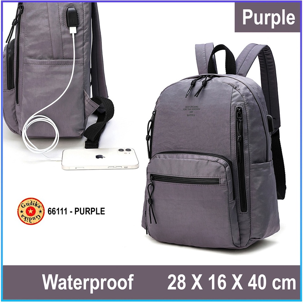 ART E32A New GUDIKA 66111  Tas Ransel Laptop 15 inc Pria Wanita Unisex Kekinian With USB Port Charge
