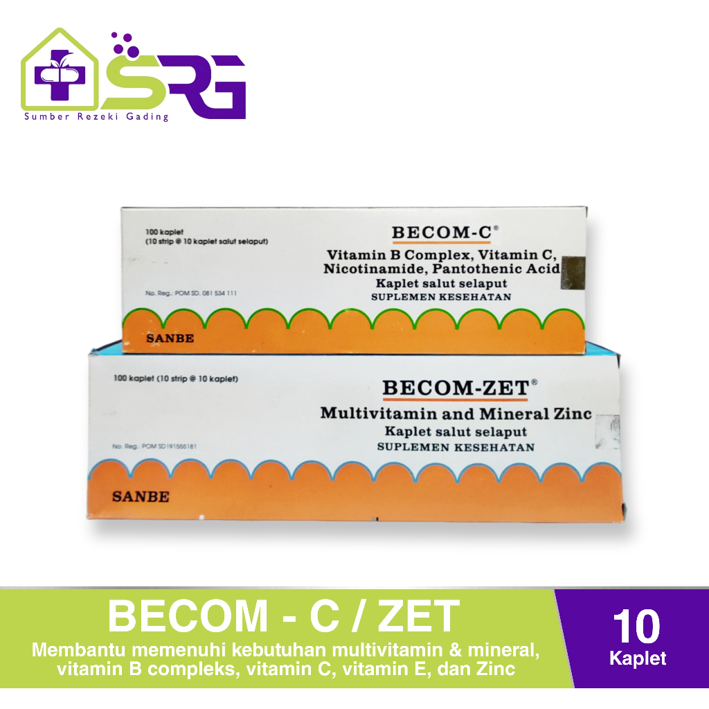 Becom - C / Zet - Suplemen Multivitamin dan Mineral Untuk Daya Tahan Tubuh