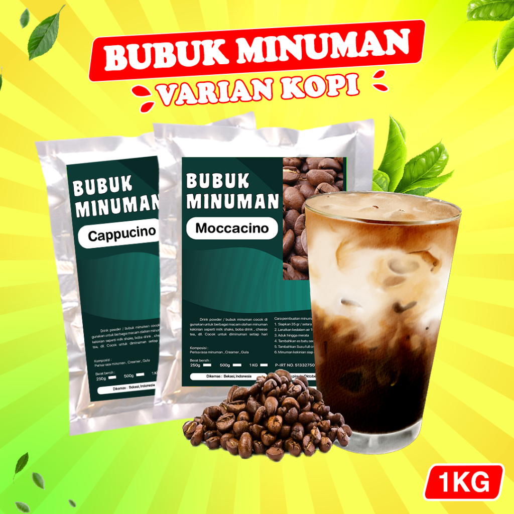 

BUBUK MINUMAN RASA 1KG / SERBUK MINUMAN VARIAN KOPI 1KG / BUBUK MINUMAN ANEKA VARIAN KOPI 1KG