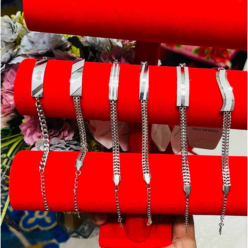 GELANG TITANIUM RANTAI MOTIF PLAT