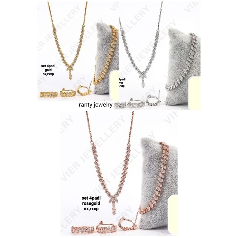 Set Tura padi Replika Berlian, Set Perhiasan Wanita, Cocok Dipake Kondangan, Nikahan