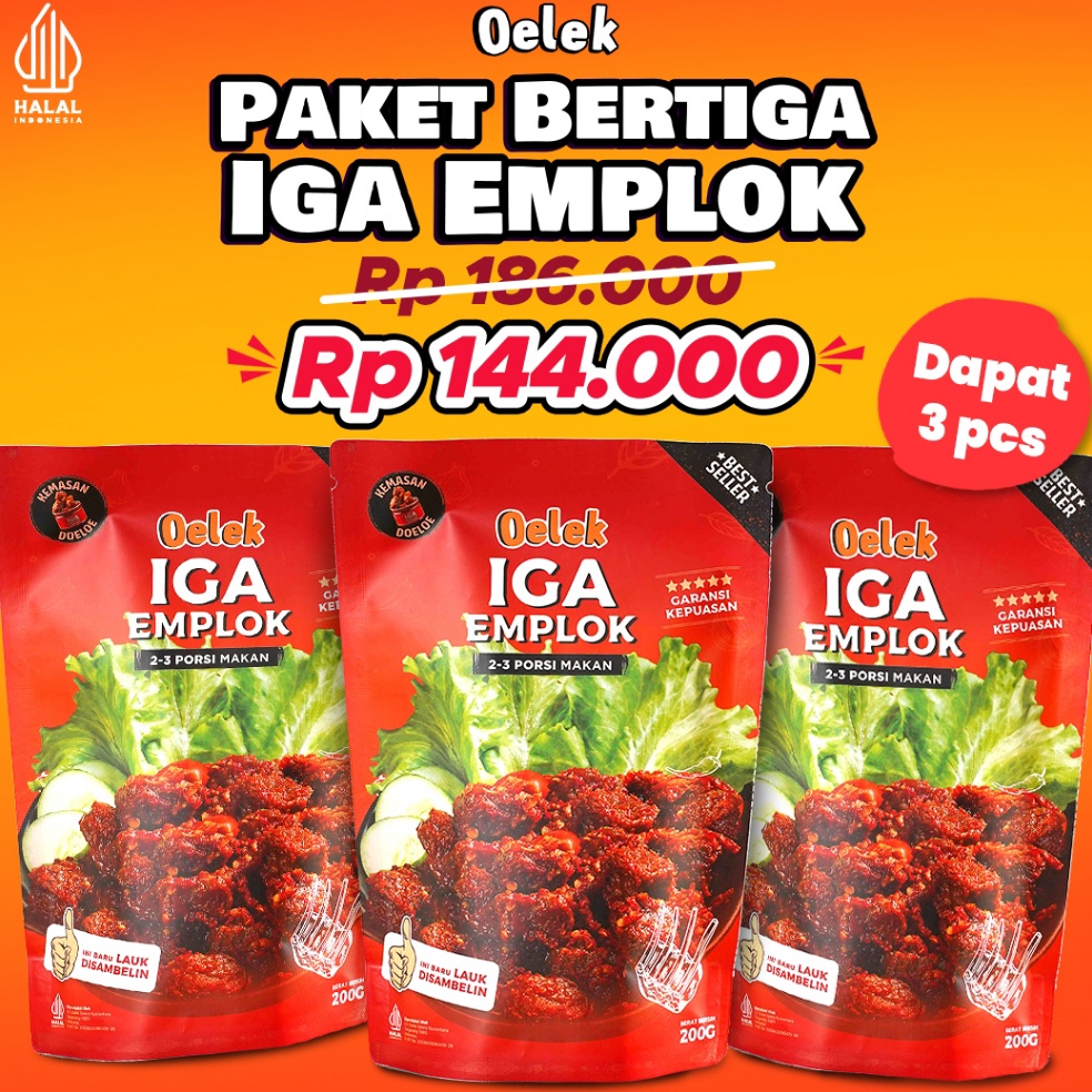 

Sale sale Paket Bertiga Iga Emplok Oelek 3 Pack Iga Emplok Iga Mercon Iga Sambal Oseng Iga