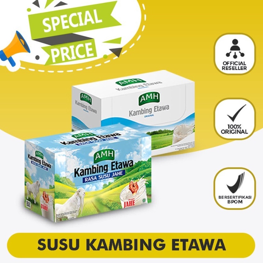 

RealPict Susu Kambing Etawa AMH 1 Box 1 Sachet Vanila Jahe Susu