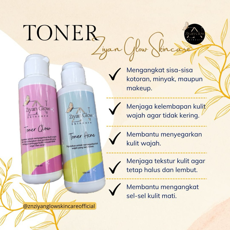 Ecer toner ziyan glow skincare/pengganti n'glow skincare original