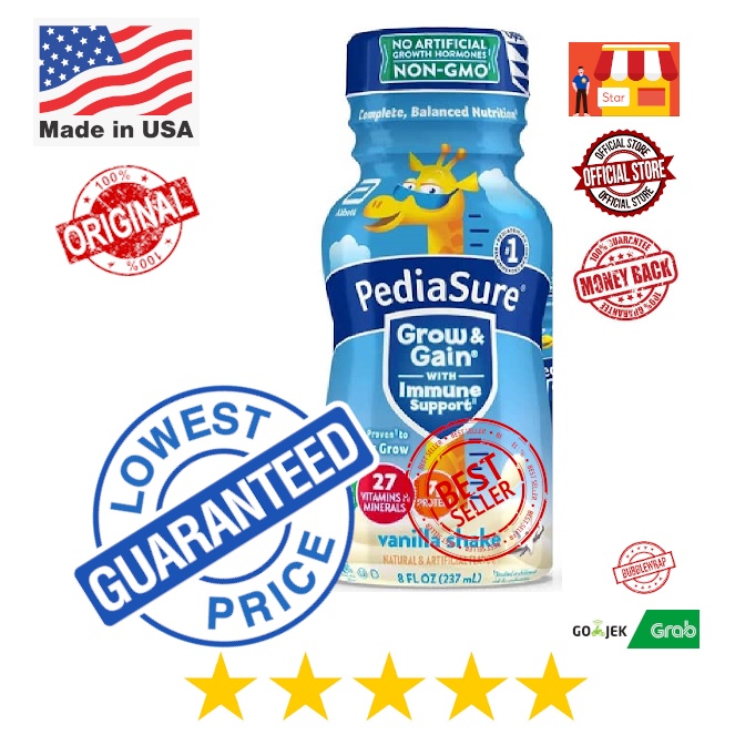 

Super Oke PediaSure Grow Gain 237 ml USA with Immune Support Kids Protein Shake Grow and Gain NonGMO GlutenFree Vanilla Strawberry Chocolate Banana