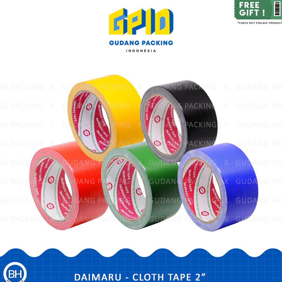 

Super Promo DAIMARU Lakban Kain Cloth Tape Hitam Warna 2 inch 48mm x 12 m