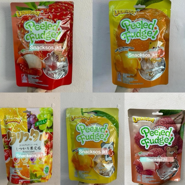 

Kepoin aja 1GR LIANGGUI PEELED FUDGE ORANGE GUMMY STRAWBERRY LYCHEE MANGO ASSORTED JELLY