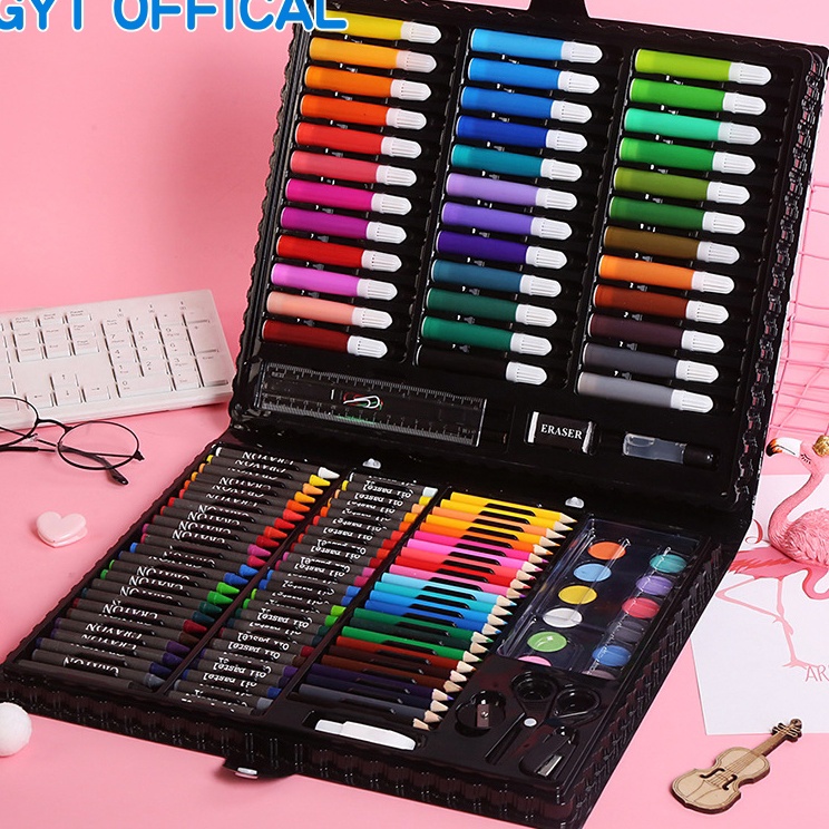 

Kejutan Terbesar GYT Set pena cat 15 anak kuas cat air krayon lilin tongkat alat lukis set perlengkapan sekolah tk lukis