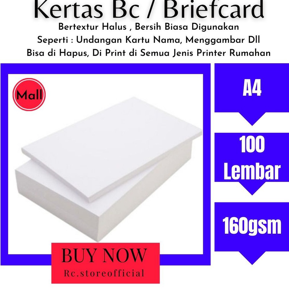 

Murah Bulan Ini 1 Lembar hight quality A4 Kertas Briefcard BC 16gsm putih