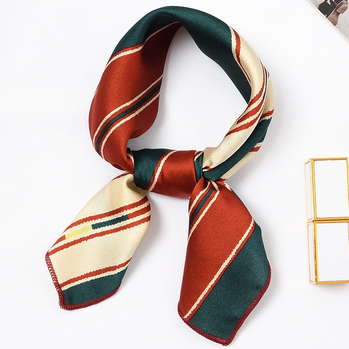 DiSkon  5x5 cm syal persegi kecil wanita syal sutra Korea Fashion syal kecil dekoratif mode syal kec