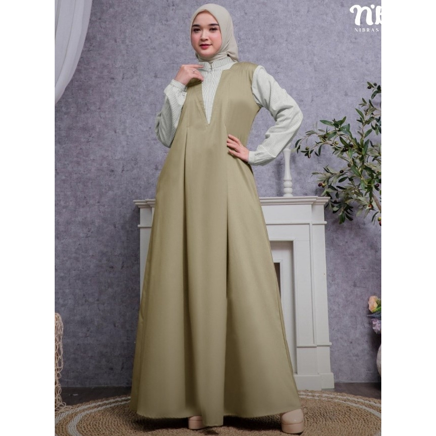 RON 014 Gamis Nibras Khaki | Syar'i | Gamis Kekinian