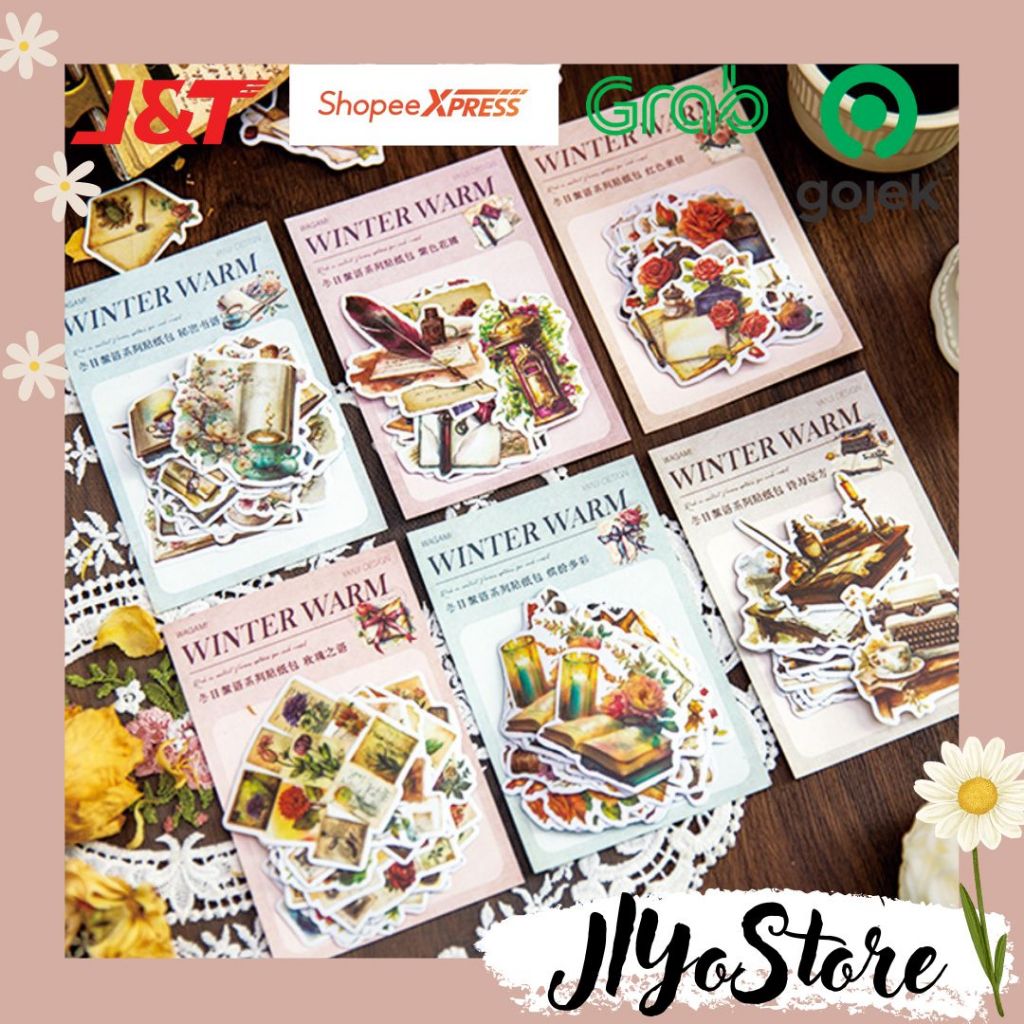 

40pcs Stiker Sticker Winter Warm Retro Vintage Bujo Journal Jurnal Scrapbook Planner Aesthetic DIY
