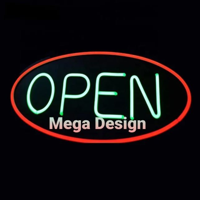 Neon Flex OPEN - lampu OPEN - Neon Sign dengan Logo OPEN- dekorasi - lampu LED