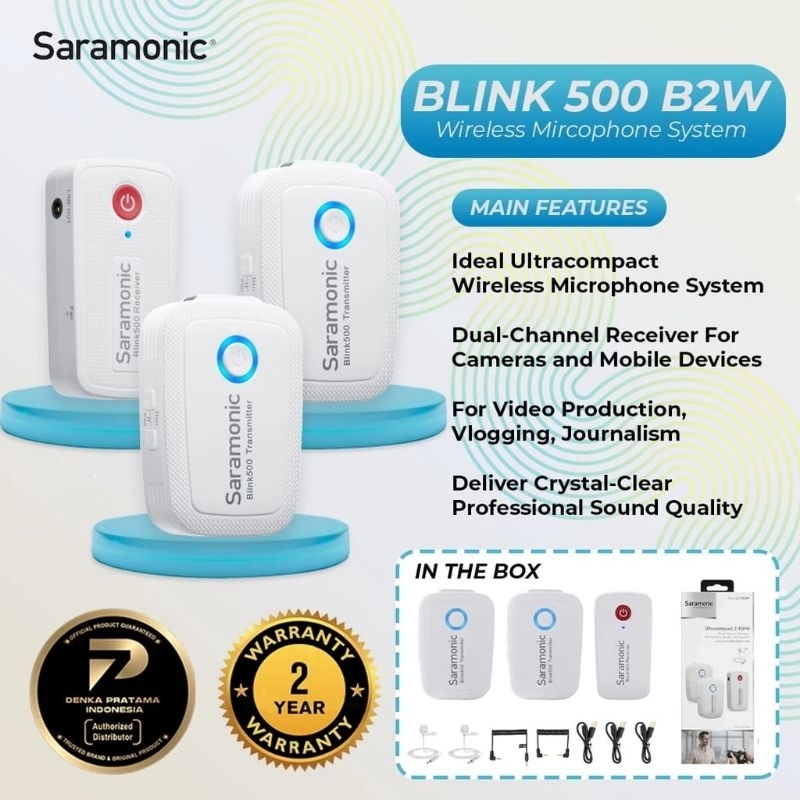 Mic Saramonic Blink500 B2 new version, Mic Wireless, 2 Mic wireless, for Hp/kamera, Garansi 2th