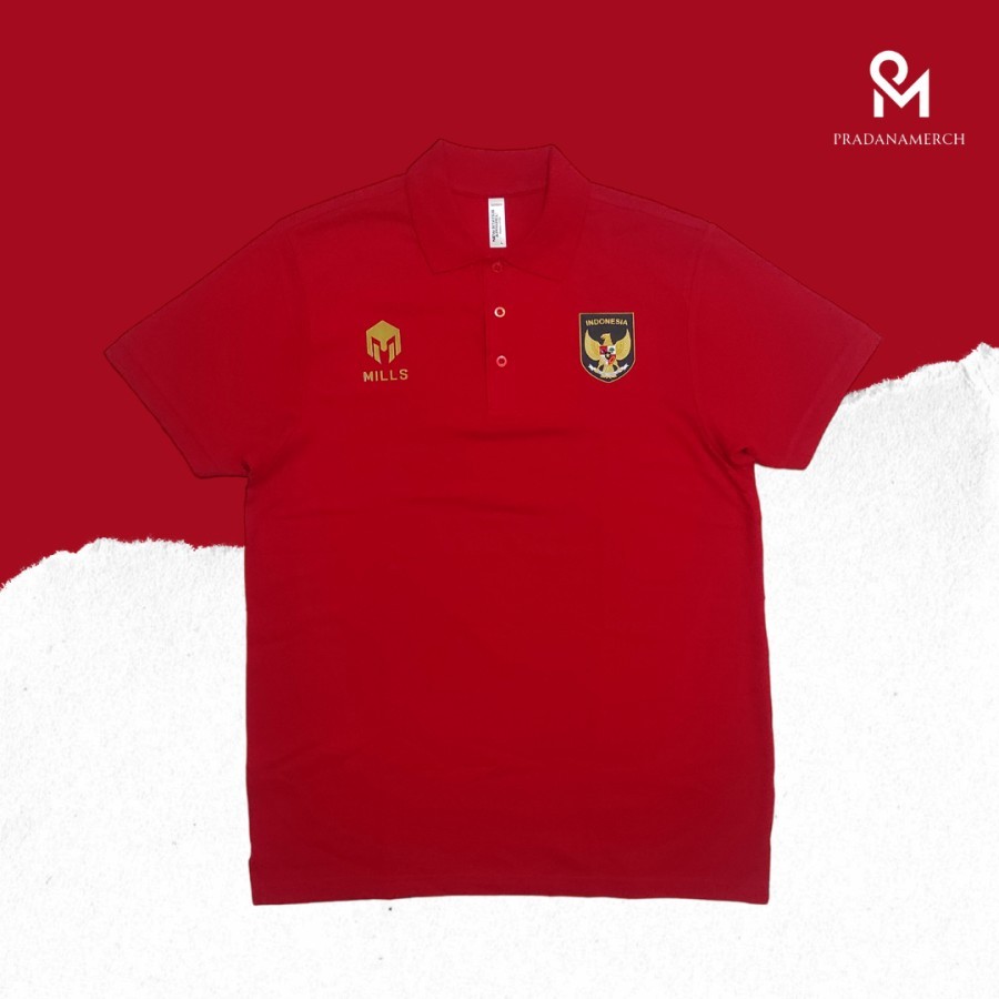 Kaos Polo T-shirt Timnas Indonesia MILLS Unisex Premium Printed