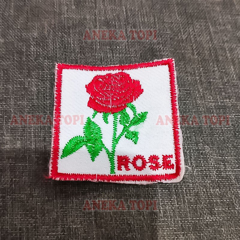 Bordir Rose Bet Tanda Regu Pramuka Bunga Mawar Bordir Pramuka Tanda Regu Rose - Aneka Topi