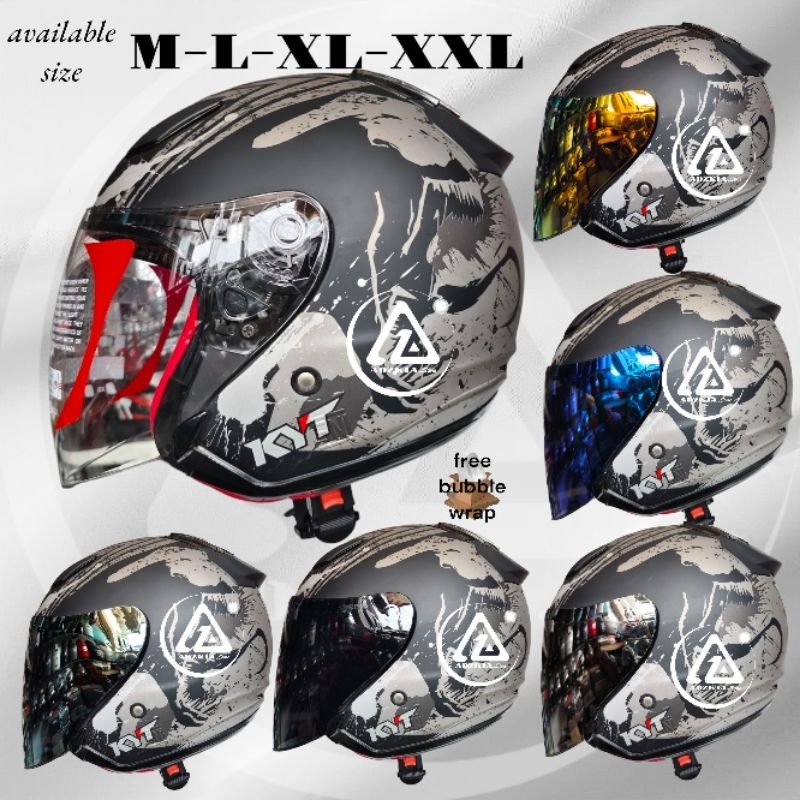 HELM KYT DJ MARU MOTIF VENOM GUNMETAL MATT |HALF FACE | READY SIZE JUMBO XXL