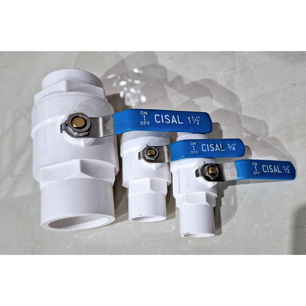 Ball Valve PVC Cisal Putih / Stop Kran PVC Gagang Besi Cisal