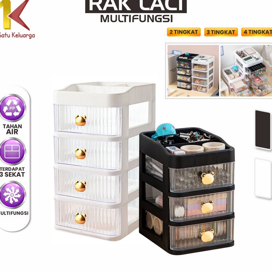 ErP Satu Keluarga Rak Kosmetik Serbaguna 3 Laci K166 Desktop Drawer Rak Susun Serbaguna Tempat Make 