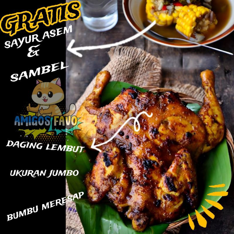 

FREE sayur asem 1 ekor ayam bakar kecap empuk/ 8 potong ayam bakar kecap lunak empuk