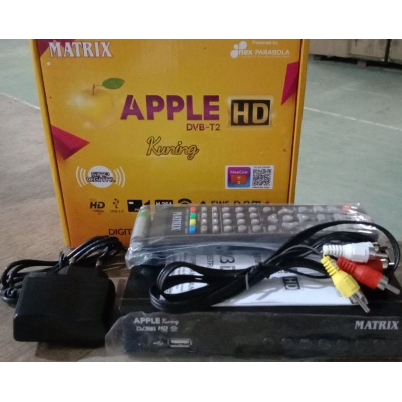 PROMO**STB MATRIX APPLE KUNING NEW UKURAN BESAR BAHAN BESI CHIPSET SUNPLUS ADAPTOR PISAH