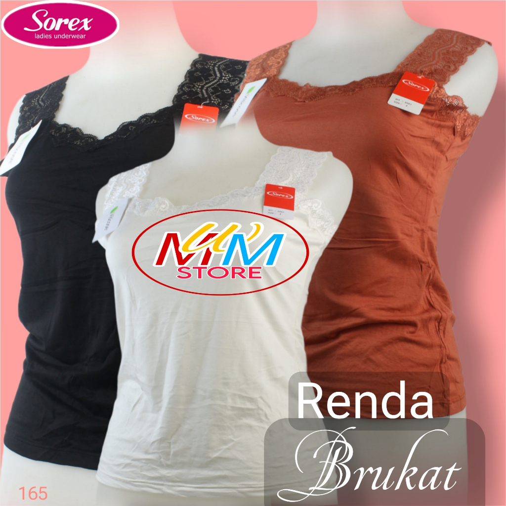M165 Sorex Camisol Tanktop Tali Lebar Renda Brukat Free size