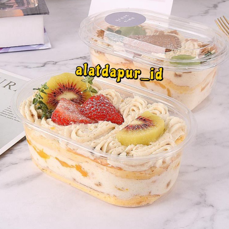 1pcs korean dessert box Oval Premium dessert cup tiramisu cup puding cup box mika kue izf