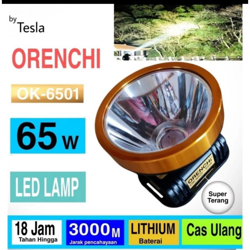 Senter Kepala tesla Orenchi 65 Watt OK-6501