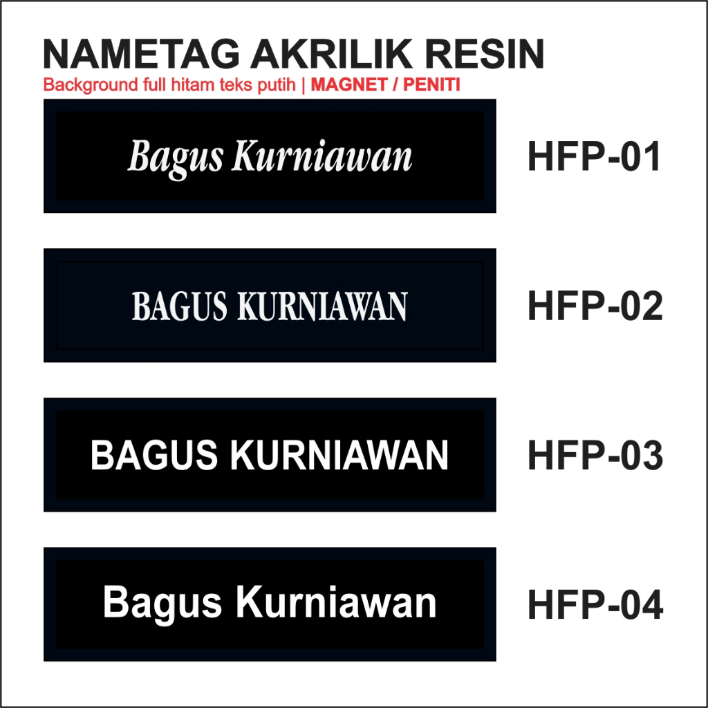 

Nametag Akrilik Resin Peniti | Nametag Akrilik Resin Magnet | Name tag Akrilik | Nametag Custome