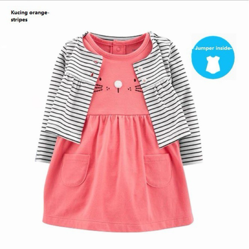 Dress Carter's Girl set 2 in 1 Chubby Red/ Romper bayi Carter's Girl set