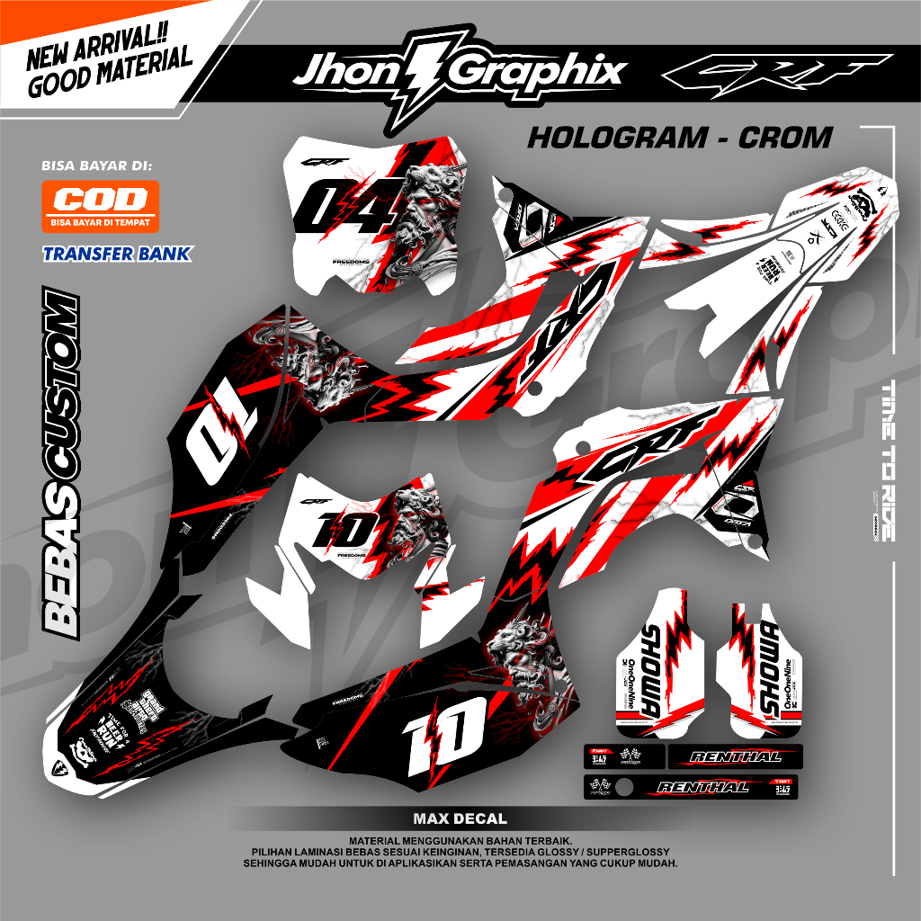 DECAL CRF 150 L FULL BODY MOTIF ZEUS - DECAL CRF WR KLX DTRACKER KTM SUPERMOTO JhonDecal