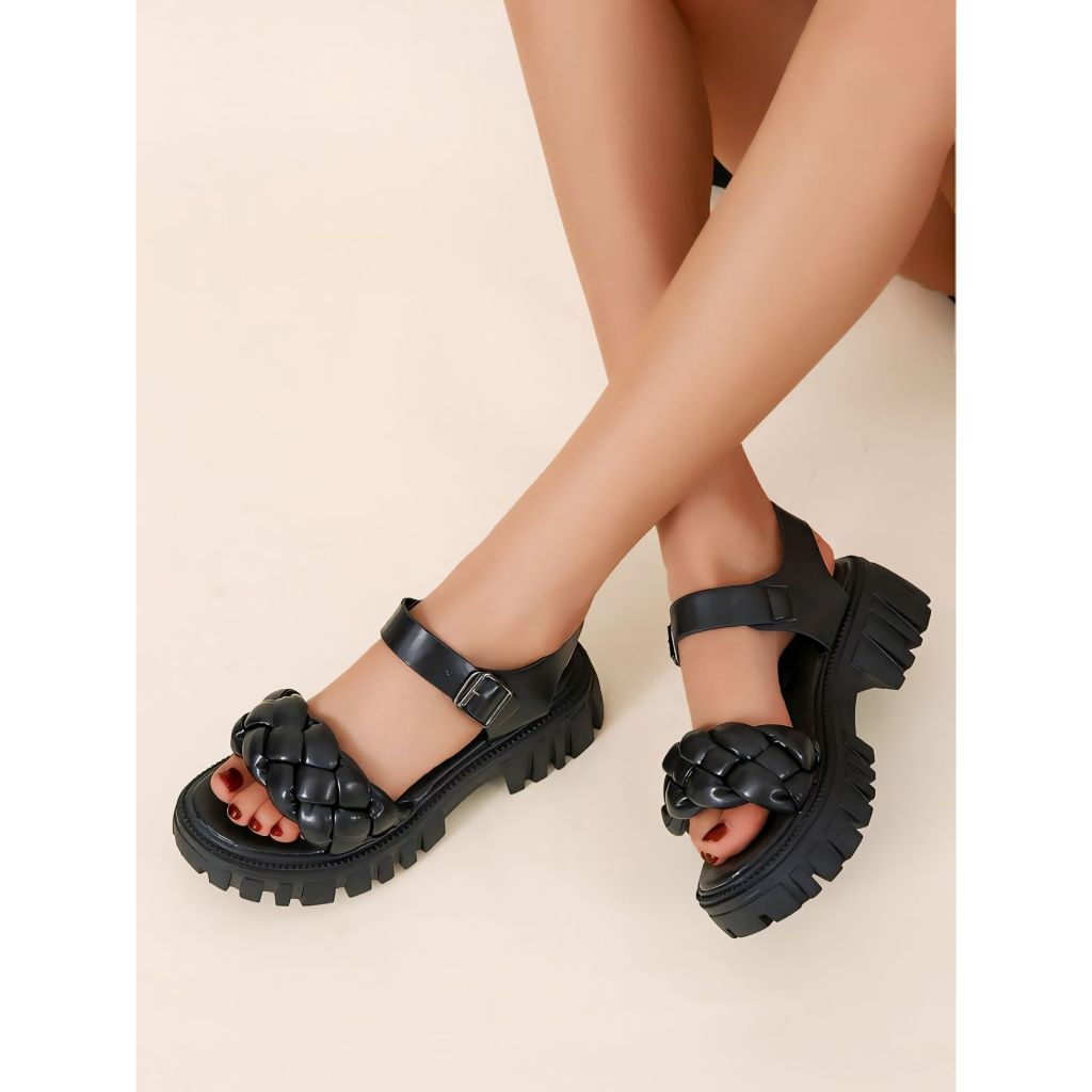 Sandal Wedges Wanita Tali Kepang Paris Sandal