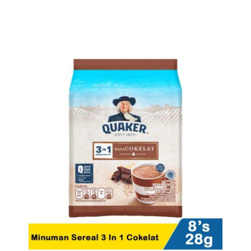 

Quaker Minuman Sereal 3in1 Bag 8x28g/Minuman Sereal Quaker Oats 3in1 Bag 8x28g Cokelat/Vanila