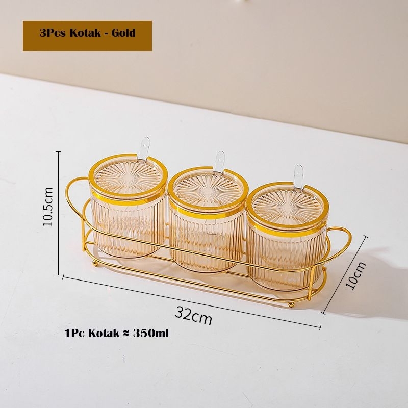 Tempat Bumbu Dapur Rak Bumbu Stainless Gold Aestetik