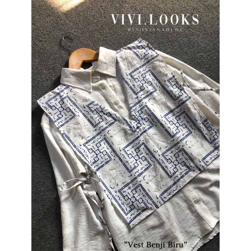 VIVILOOKS-VEST BATIK PATTERN PREMIUM MODERN ETNIK KATUN OUTER ROMPI BATIK KEKINIAN ETNIK TERMURAH AT