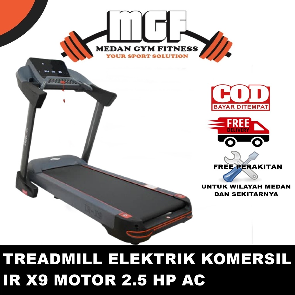 Gratis Ongkir dan Rakit Medan - Treadmill Elektrik IR X9 Ireborn - Treadmill Komersil 1 Fungsi