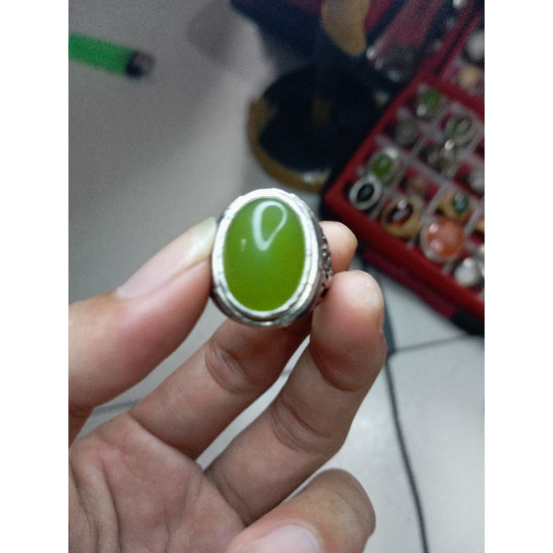 cincin batu indocrase/sungai dareh pucuk pisang natural Ring alpaka super